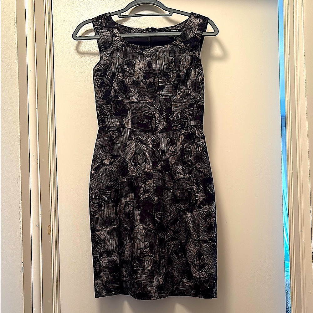 Banana Republic Black and Gray Silk Dress